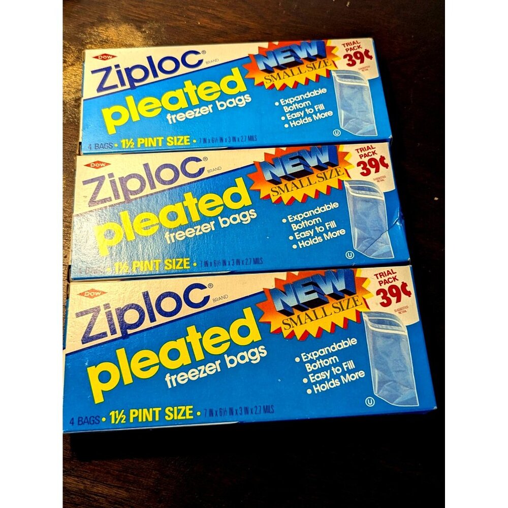 3 Boxes Ziploc Pleated Freezer Bags 1 1/2 Pint Small Size 4-Bag Trial Pack Dow - Picture 1 of 5